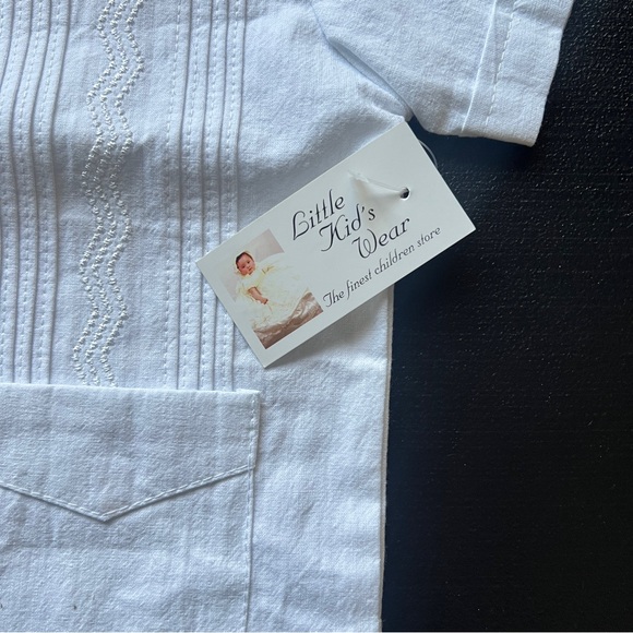 Little Kids Wear White Guayabera Shirt Boys Formal Short Sleeve Button Up - Picture 3 of 8